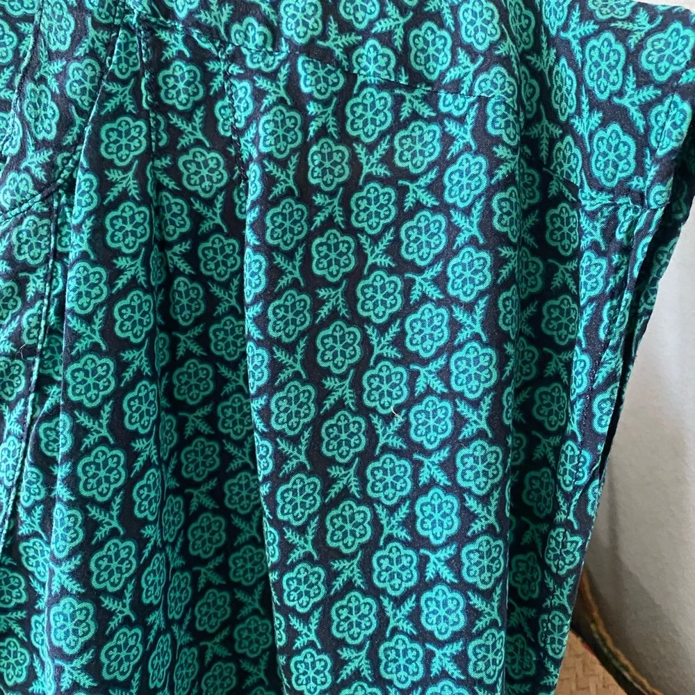 Maeve Anthropologie Jumpsuit Geoscope Beltws Pockets Pull On Green Navy XS - Picture 12 of 16